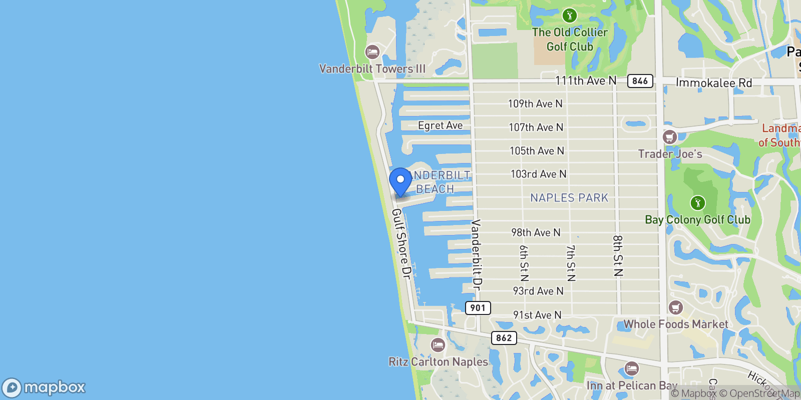 Map showing 103 Bayview Avenue, Naples, Florida, United States.