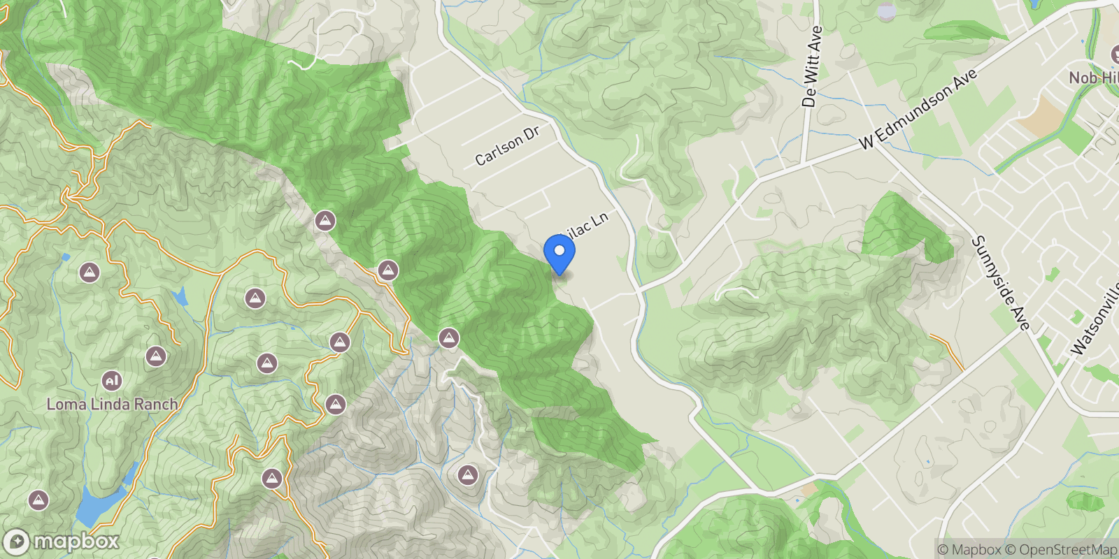 Map showing 16035 Oak Glen Avenue, Morgan Hill, California, United States.