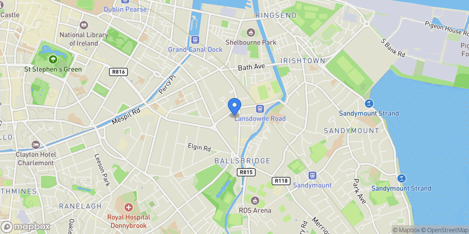 Map showing 33 The Nicholson, Lansdowne Place, Ballsbridge, D, Dublin, County Dublin, Ireland.