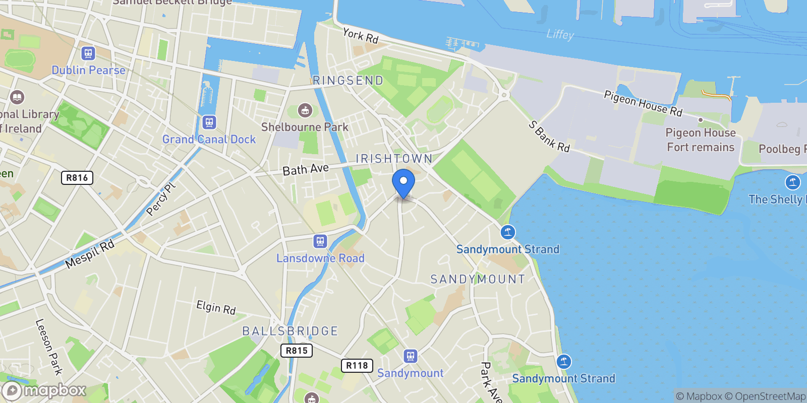 Map showing 5 St James's Terrace, Sandymount Road, Sandymount, Dublin 4, D D04W667, Dublin 4, County Dublin, Ireland.