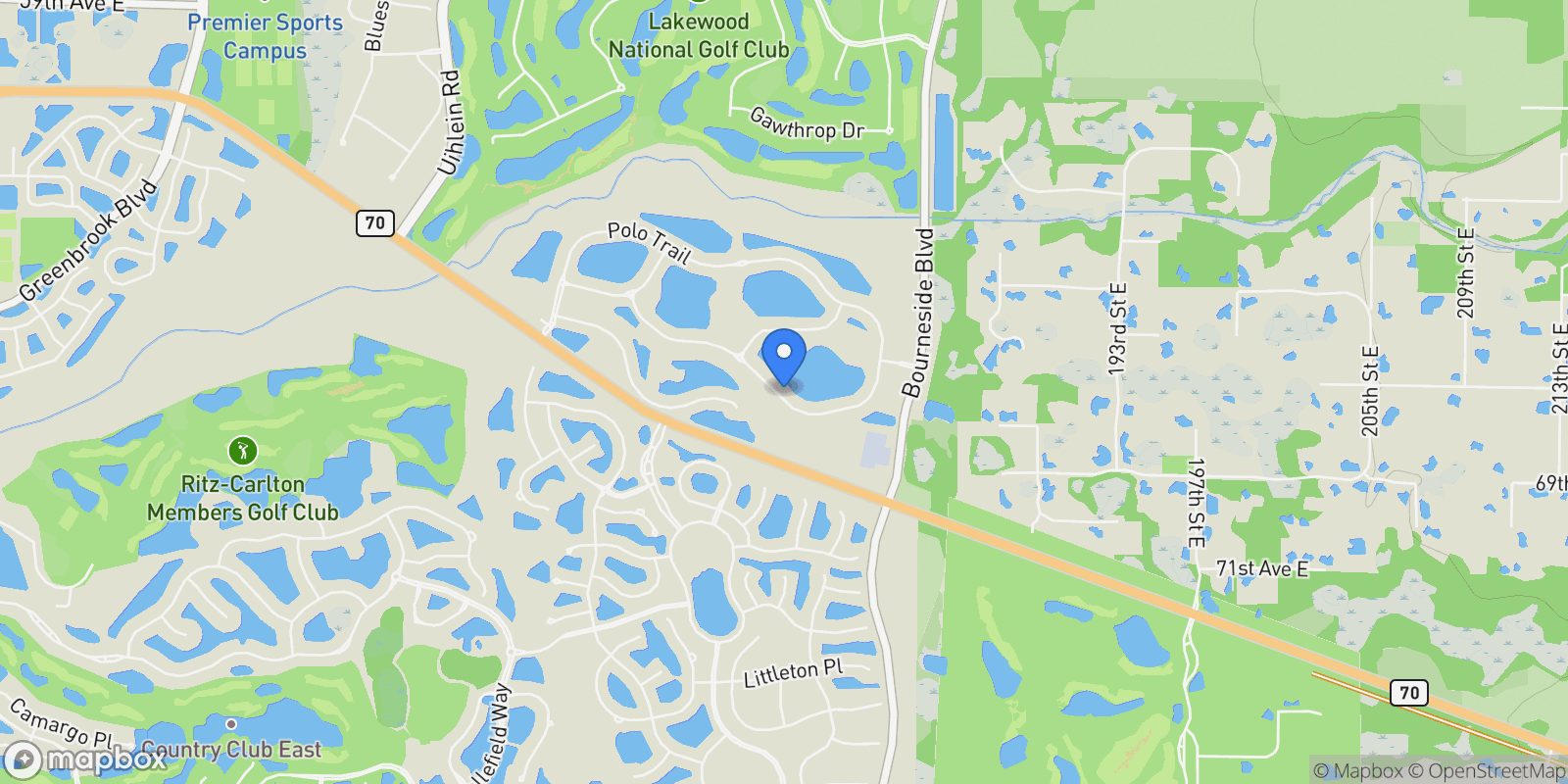 Map showing 17850 Polo Trail, Bradenton, FL 34211, Bradenton, Florida, United States.