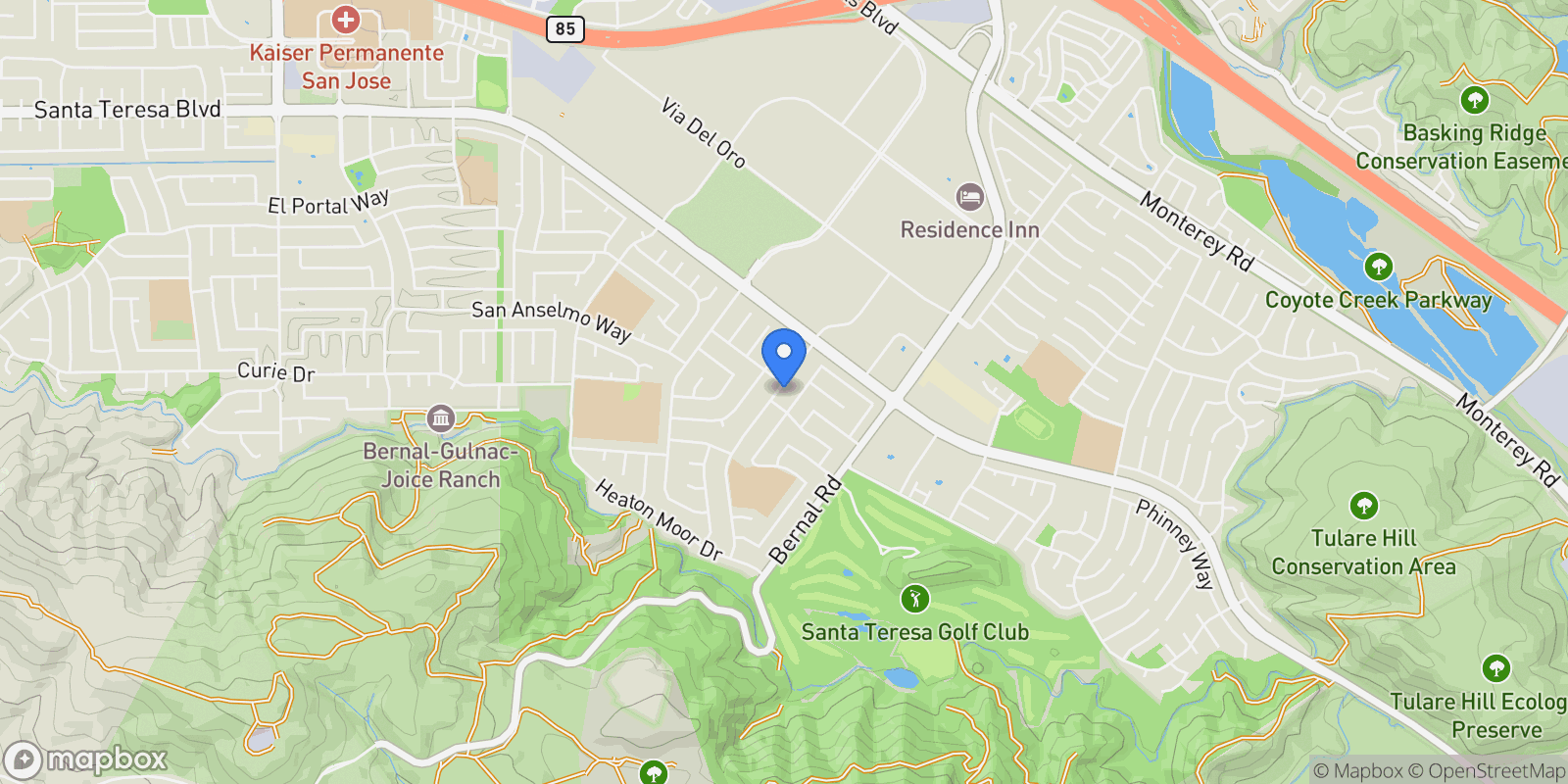 Map showing 228 Martinvale Lane, San Jose, California, United States.