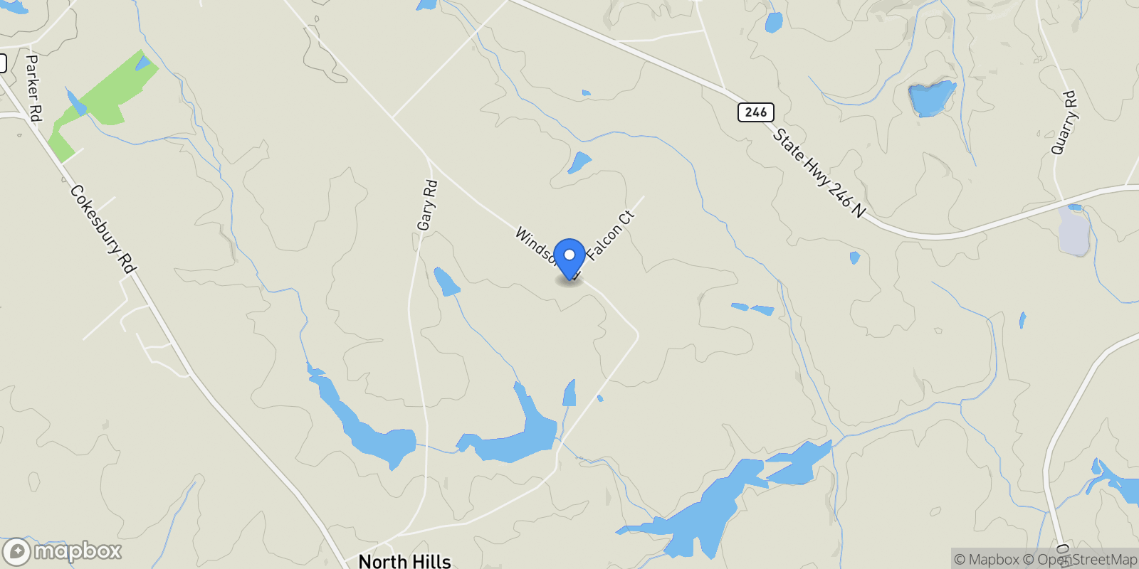 Map showing 629 Windsor Road, Hodges, South Carolina, United States.