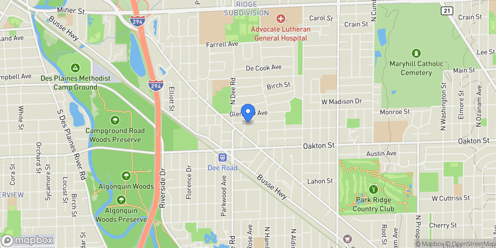 Map showing 1133 Fortuna Avenue, Park Ridge, IL 60068, Park Ridge, Illinois, United States.