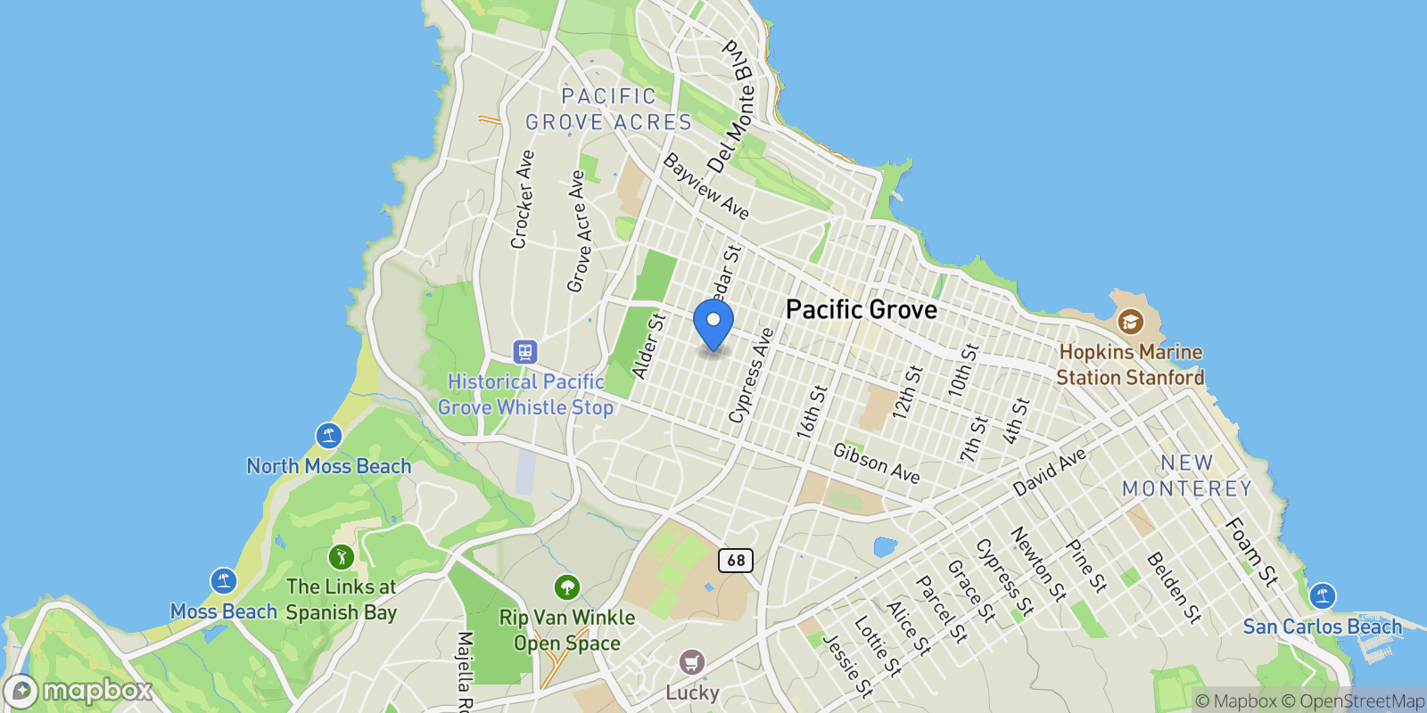 Map showing 791 Spruce Avenue, Pacific Grove, California, United States.