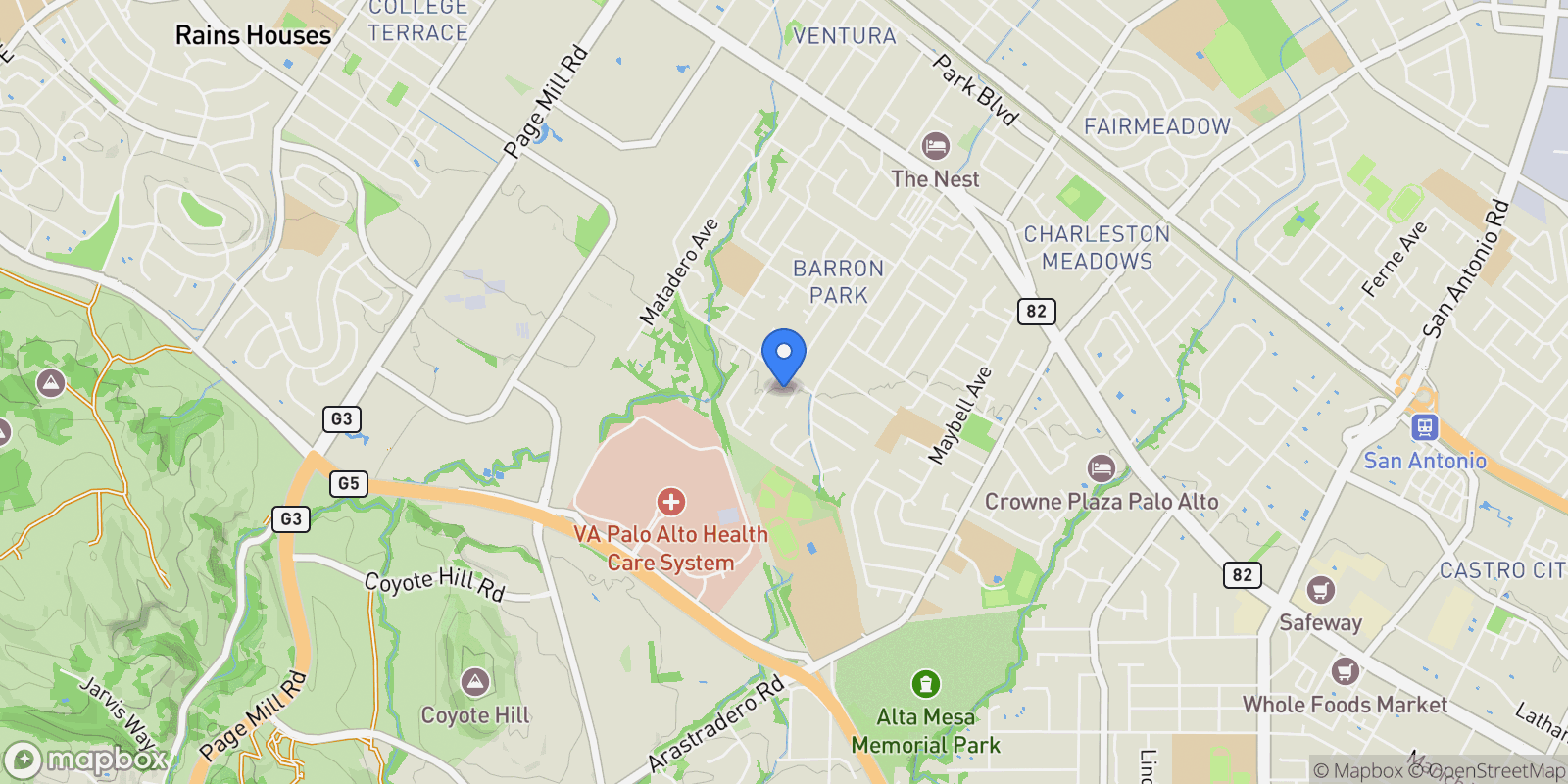 Map showing 3902 Laguna, Palo Alto, California, United States.