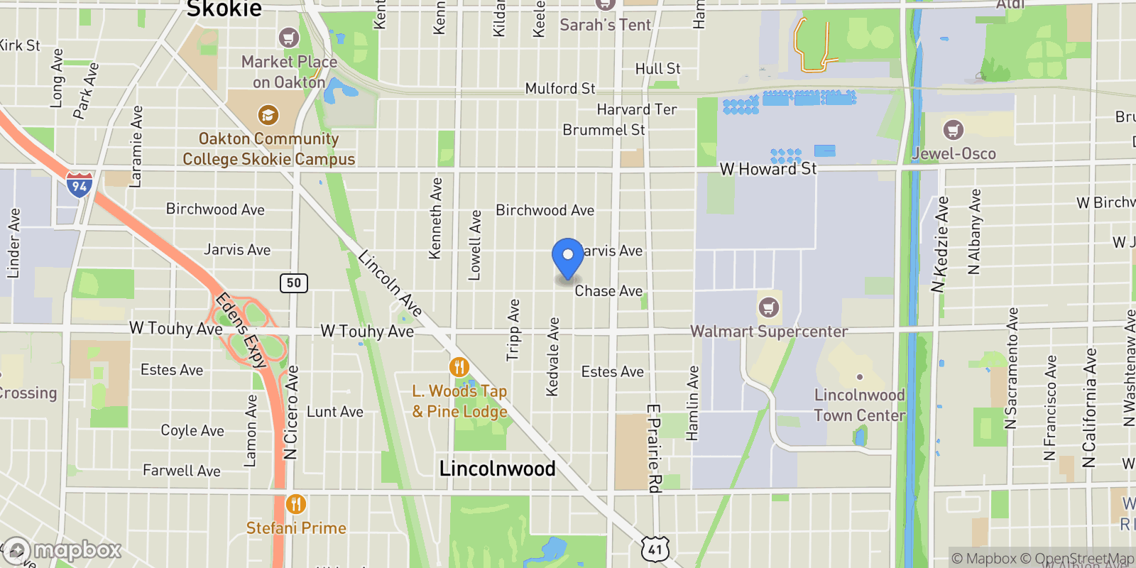 Map showing 7308 N Karlov Avenue, Lincolnwood, IL 60712, Lincolnwood, Illinois, United States.