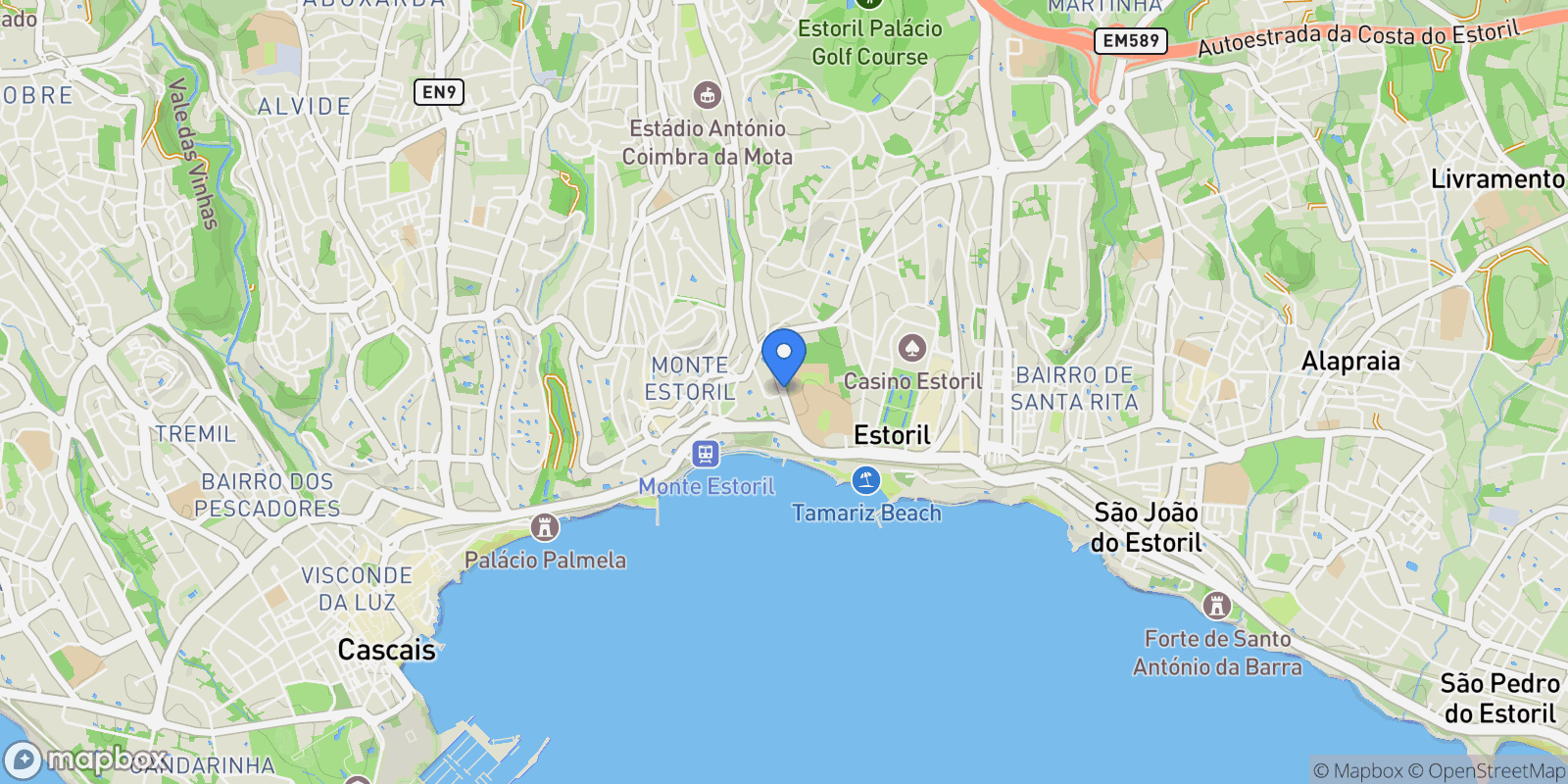 Map showing Estoril, Cascais e Estoril, Lisbon.