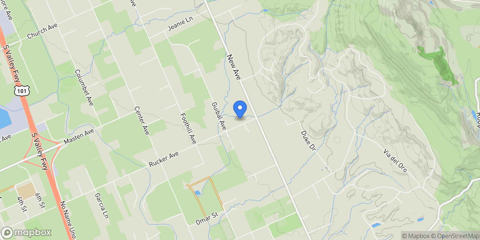 Map showing 2055 Rucker Avenue, Gilroy, California, United States.