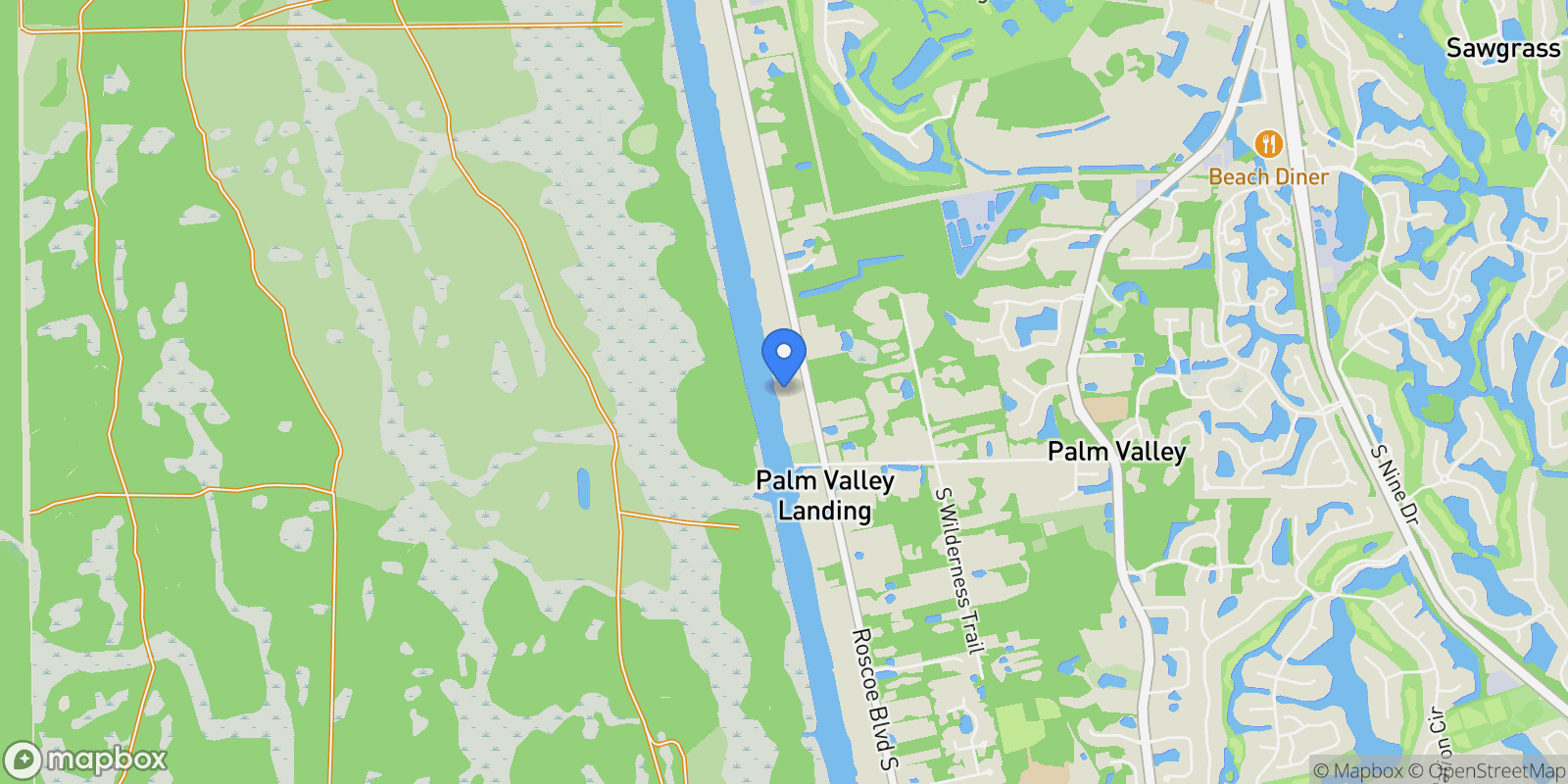 Map showing 21 N ROSCOE Boulevard, Ponte Vedra Beach, Florida, United States.