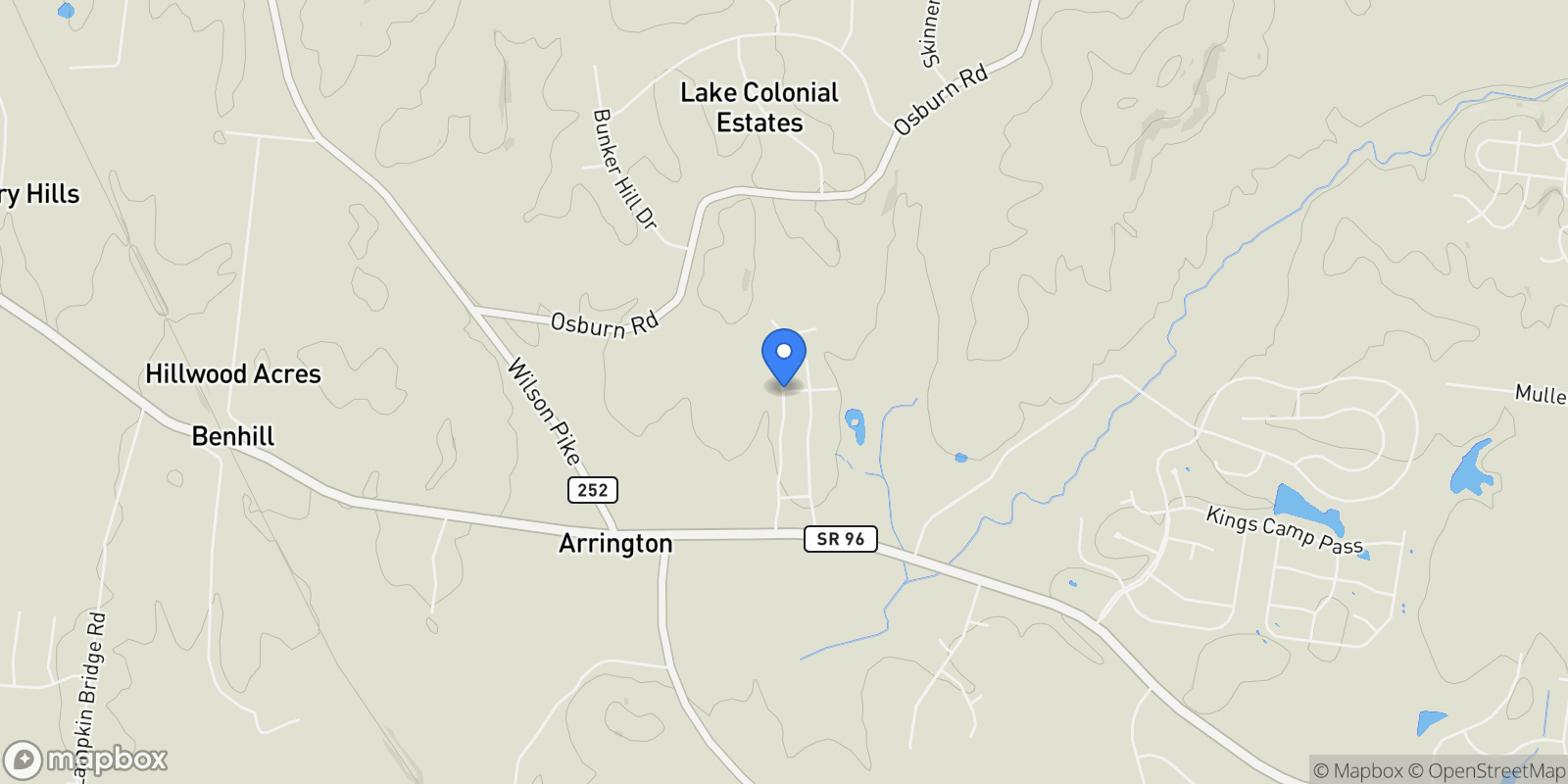Map showing 5170 High Park Hill Drive, 37014, Tennessee, United States.