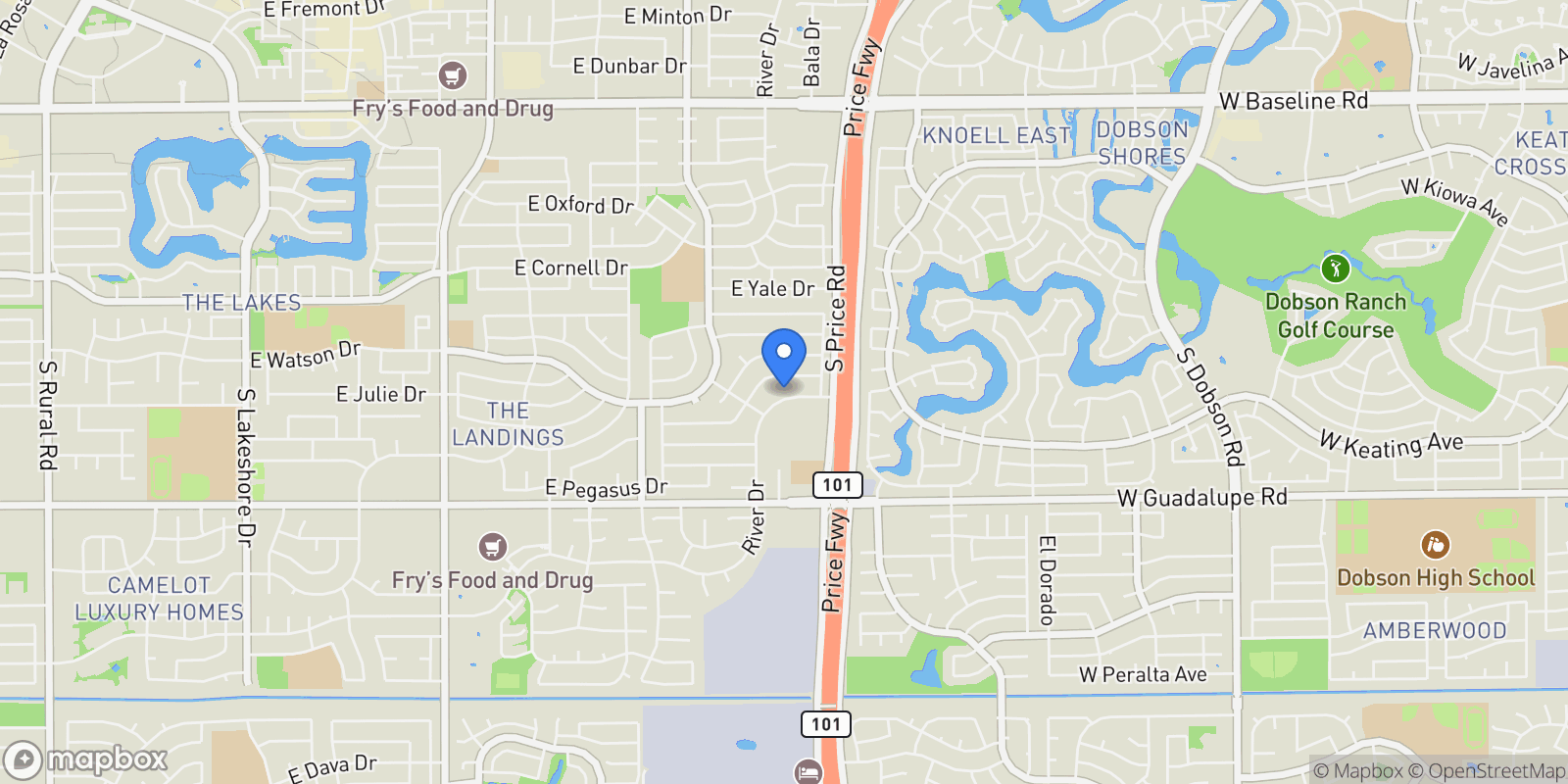 Map showing 2126 E WATSON Drive, Tempe, Arizona, United States.