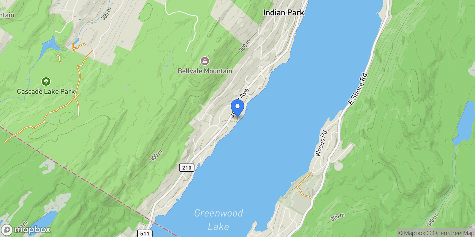 Map showing 14 Woodlands Terrace, Greenwood Lake, NY, 10925, USA, Greenwood Lake, New York, United States.