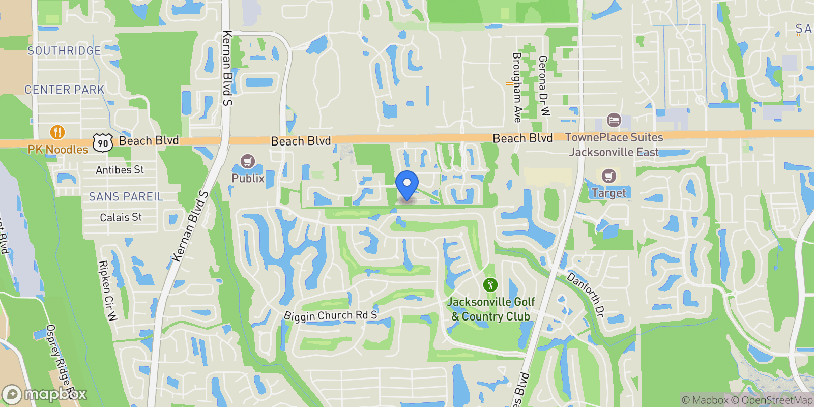 Map showing 13016 S HIGHLAND GLEN Way S, Jacksonville, Florida, United States.