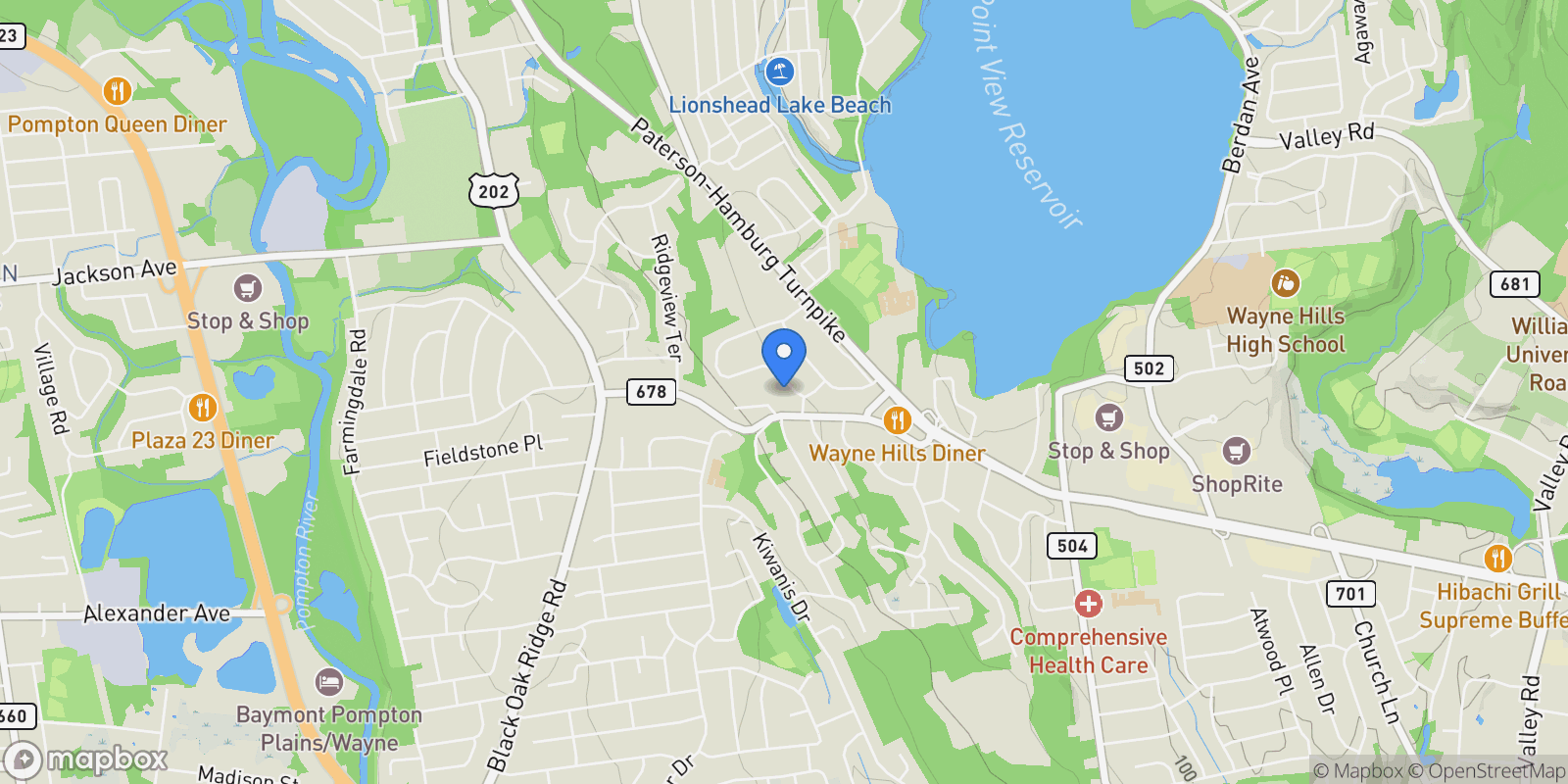Map showing 23 Surrey Drive, Wayne, NJ, 07470, USA, Wayne, New Jersey, United States.