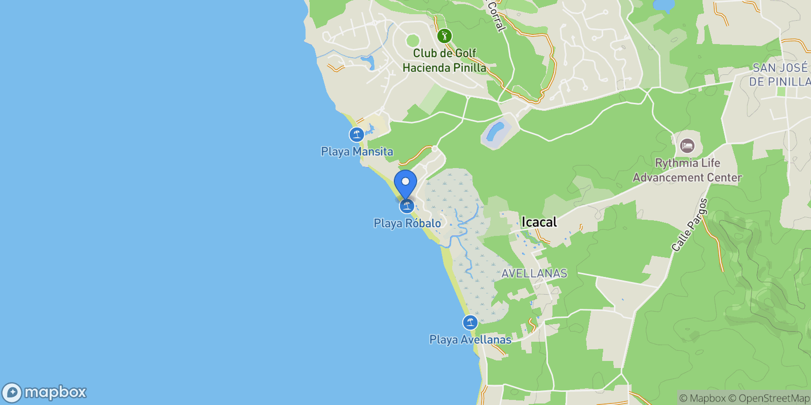 Map showing Playa Avellana, Guanacaste Province, Santa Cruz, Costa Rica, Playa Avellana, Guanacaste Province, Costa Rica.