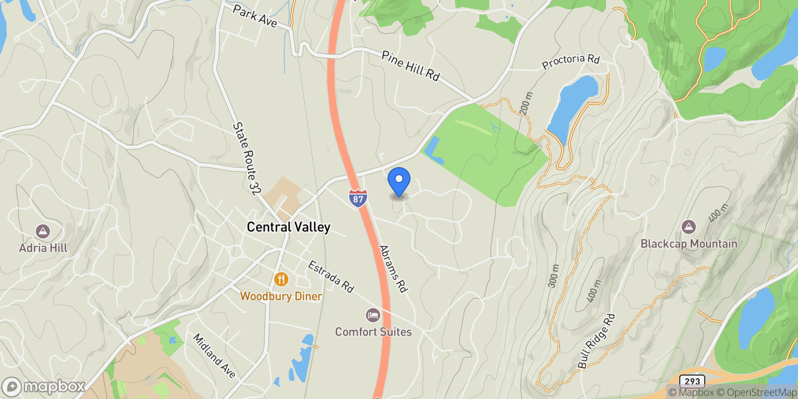 Map showing 10 Greenwich Avenue, Central Valley, NY, 10917, USA, Woodbury, New York, United States.