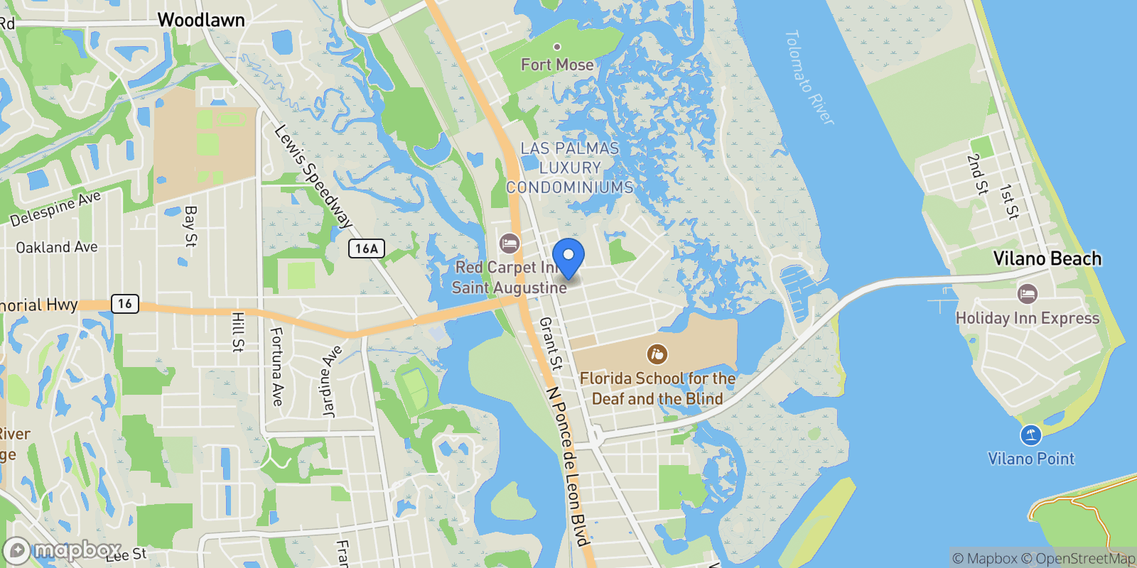 Map showing 8 PARK Avenue, St. Augustine, Florida, United States.