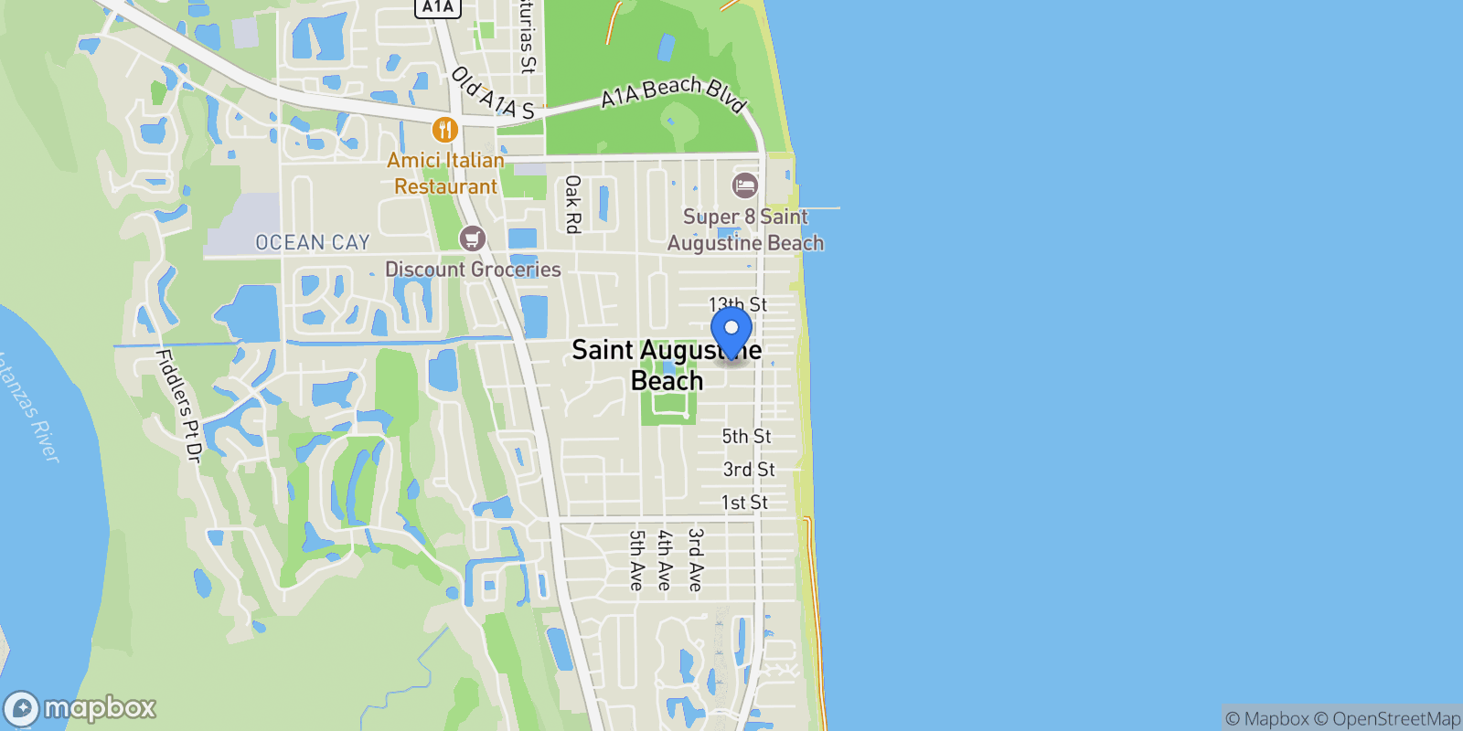 Map showing 120 9TH Street, St. Augustine, Florida, United States.