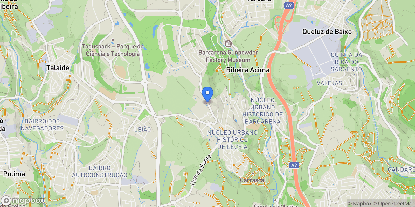 Map showing Barcarena, Lisbon, Portugal.