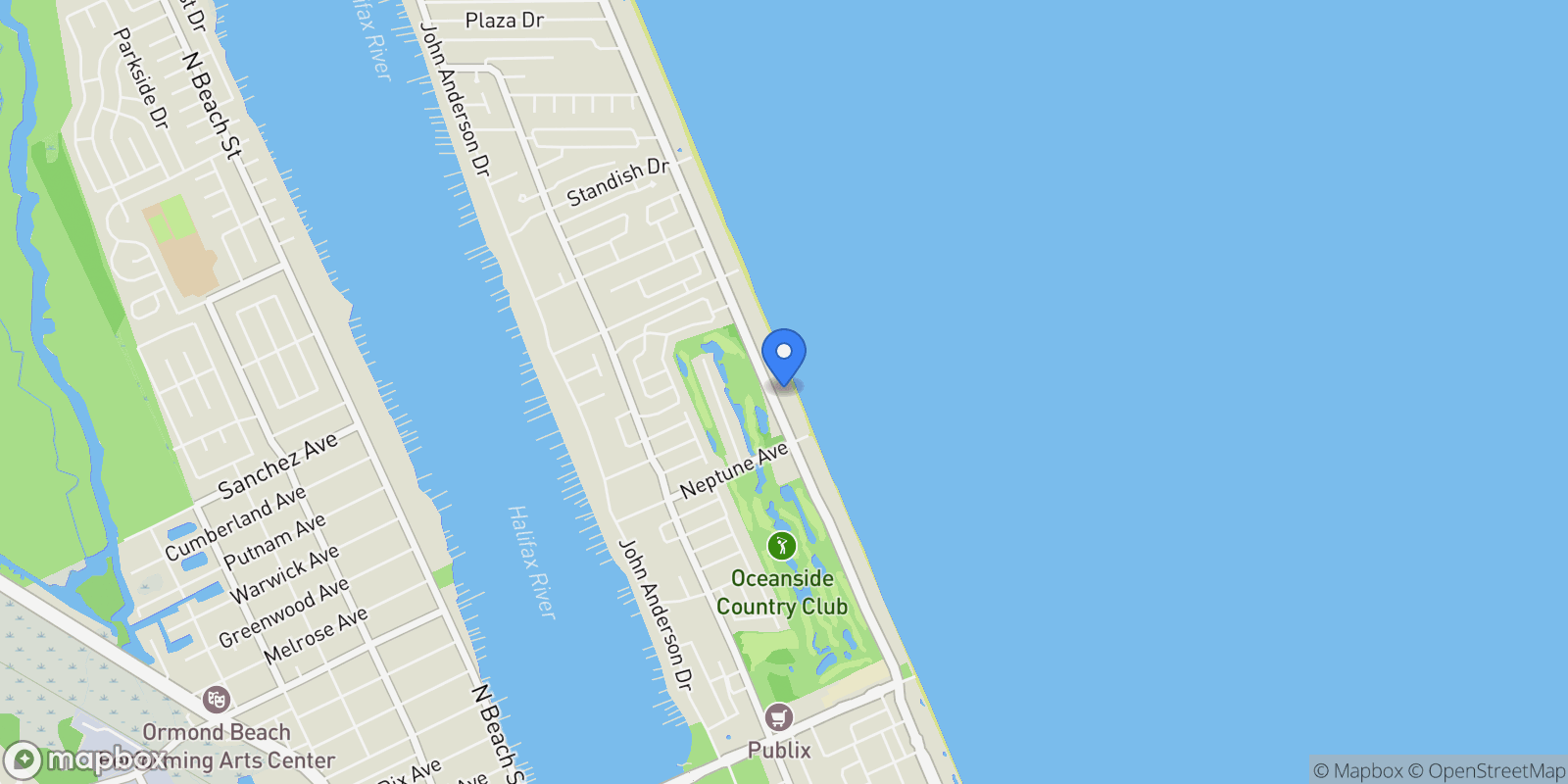 Map showing 435 OCEAN SHORE Boulevard, Ormond Beach, Florida, United States.