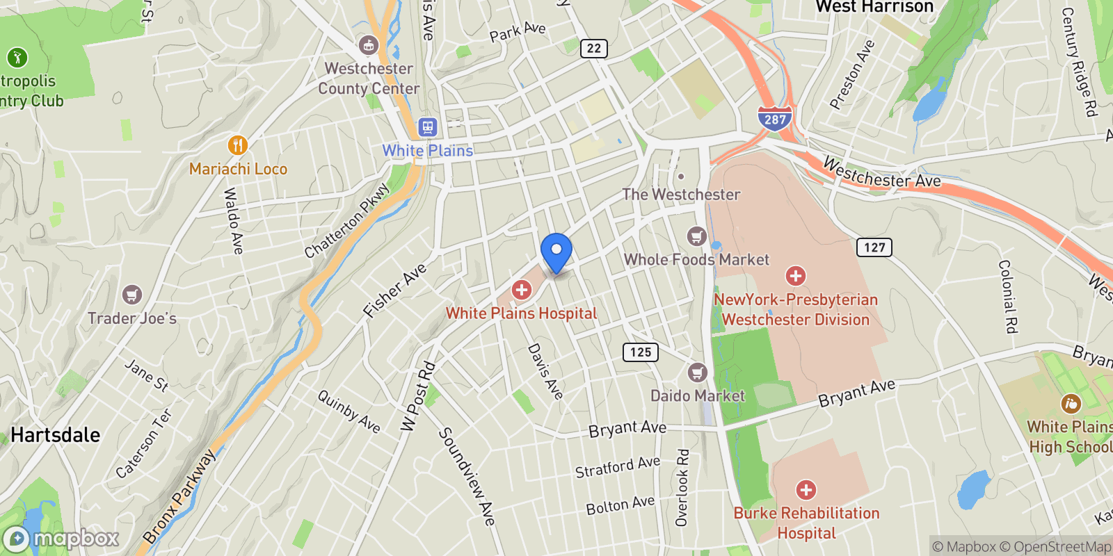 Map showing 13 Longview Avenue, White Plains, NY, 10605, USA, White Plains, New York, United States.
