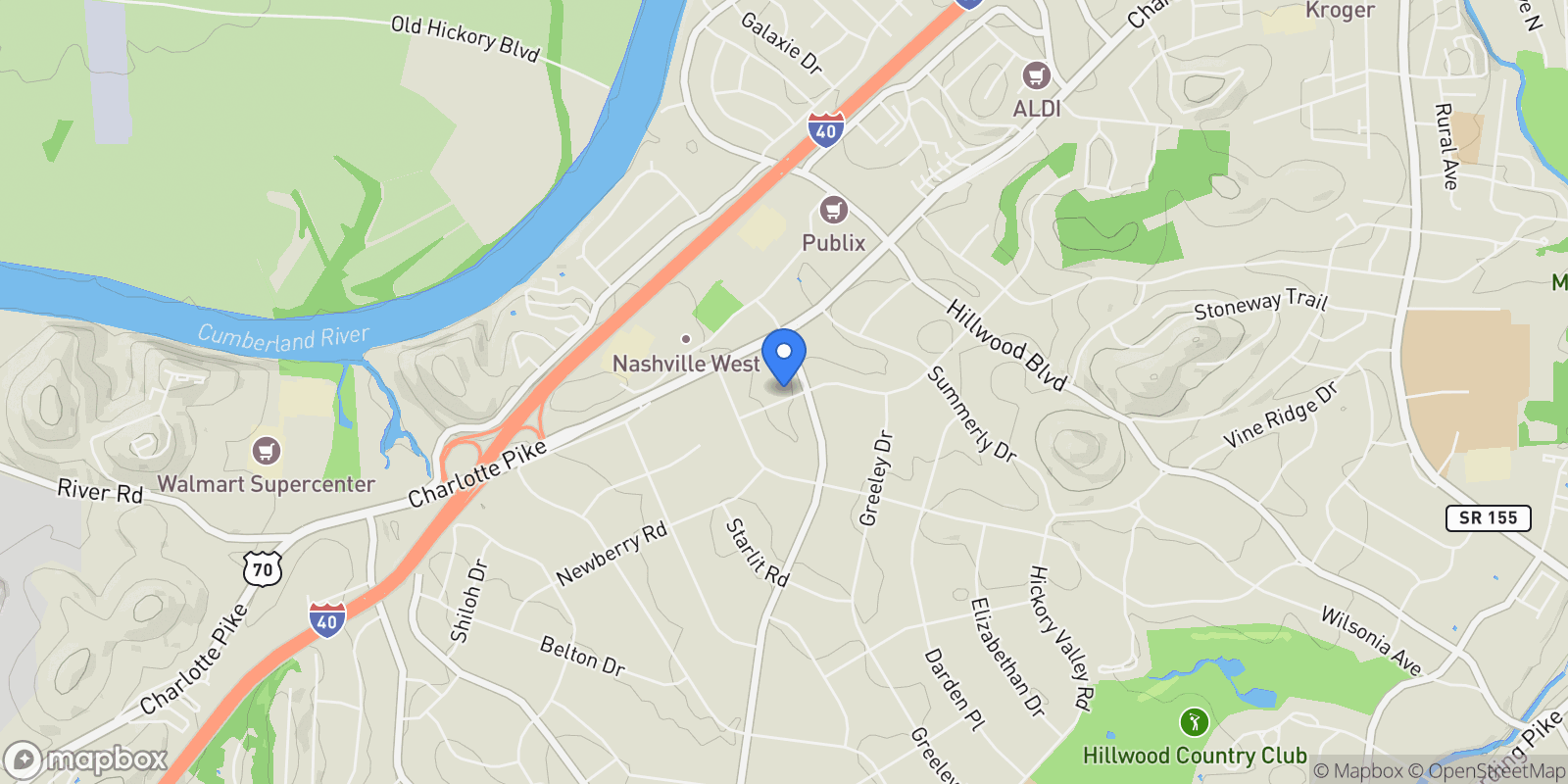 Map showing 6804 Fleetwood Dr, Nashville, Tennessee, United States.