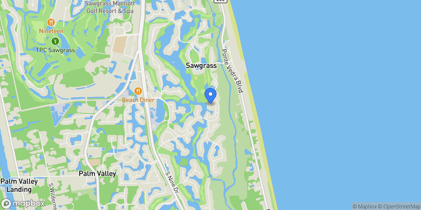 Map showing 1515 BIRKDALE Lane, Ponte Vedra Beach, Florida, United States.