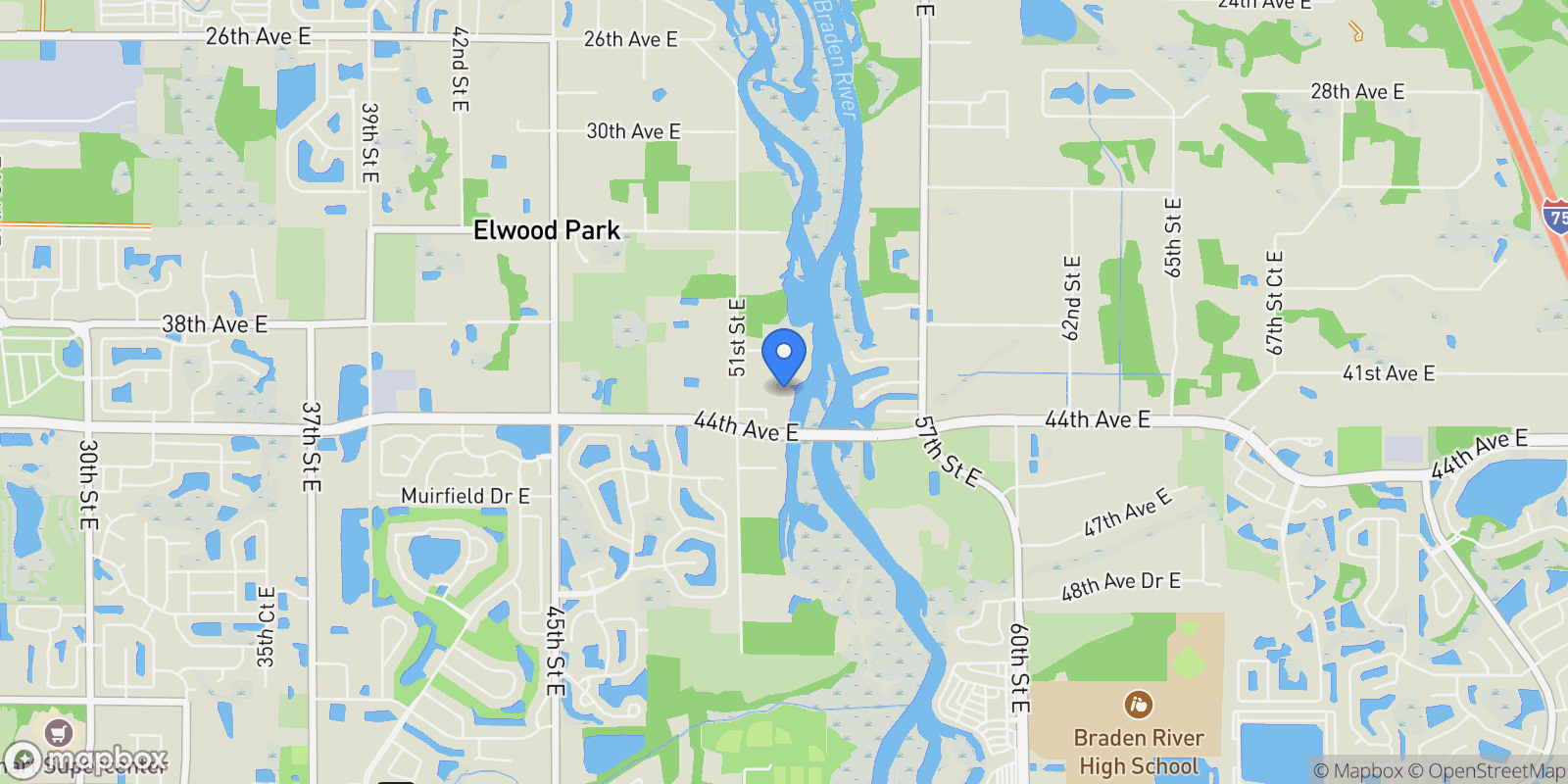 Map showing 4203 51st Street E, Bradenton, FL 34208, Bradenton, Florida, United States.