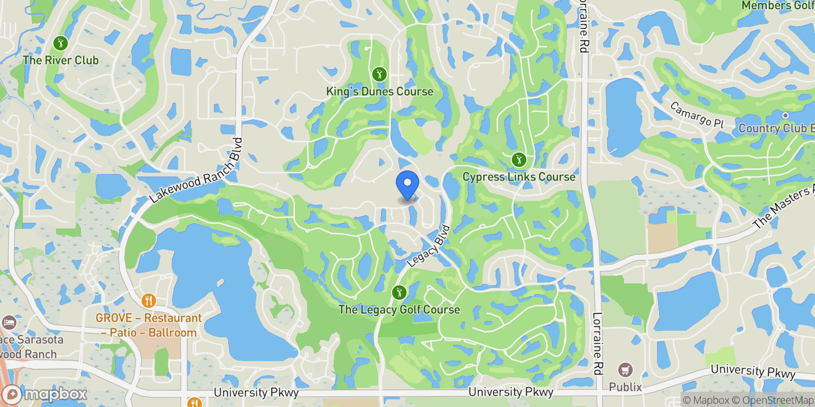 Map showing 6847 Bay Hill Drive, Lakewood Ranch, FL 34202, Bradenton, Florida, United States.