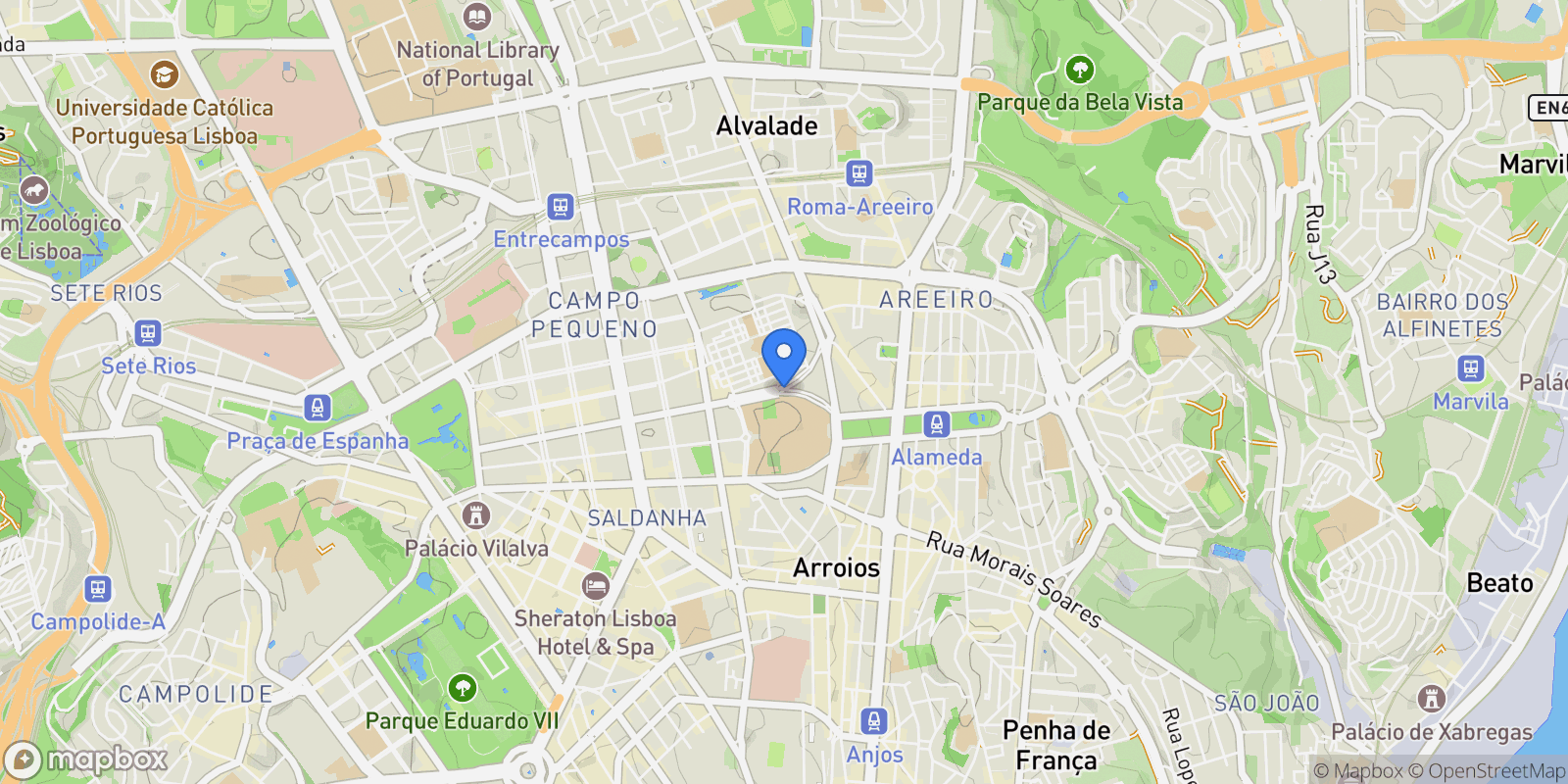 Map showing Areeiro, Lisbon, Portugal.