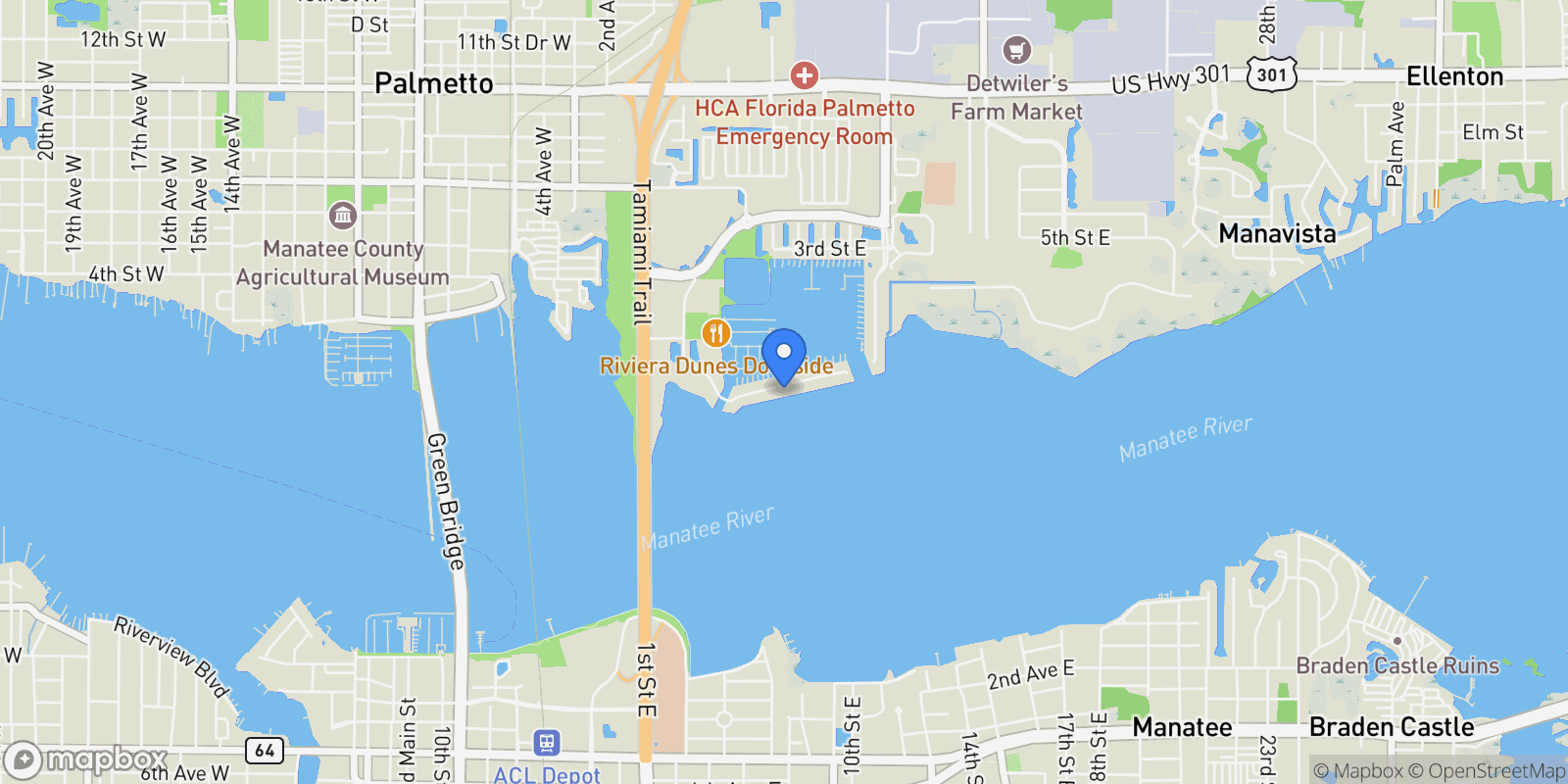 Map showing 805 Riviera Dunes Way, Palmetto, FL 34221, Terra Ceia, Florida, United States.