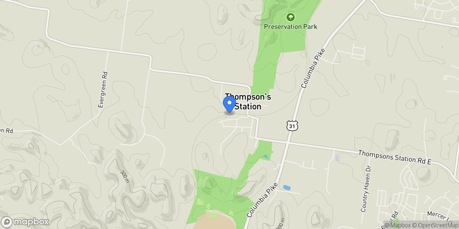 Map showing 2056 Conductor Ln, Thompson's Station, Tennessee, United States.