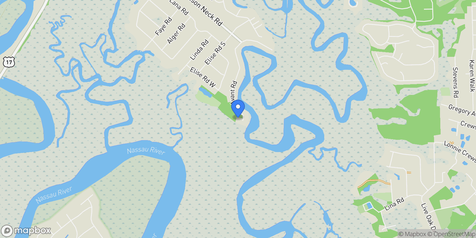 Map showing 85013 AVANT Road, Yulee, Florida, United States.