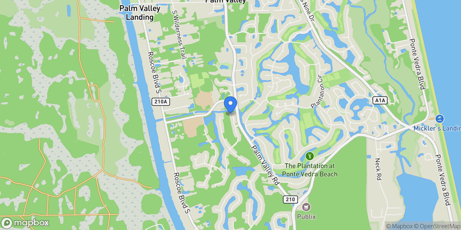 Map showing 125 OLD MILL Court, Ponte Vedra Beach, Florida, United States.