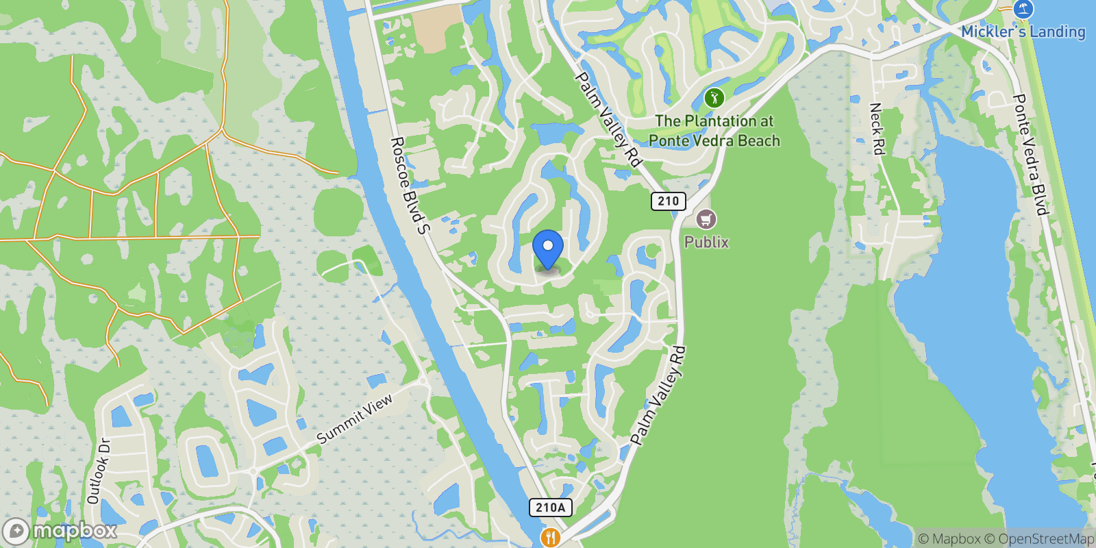 Map showing 347 CLEARWATER Drive, Ponte Vedra Beach, Florida, United States.
