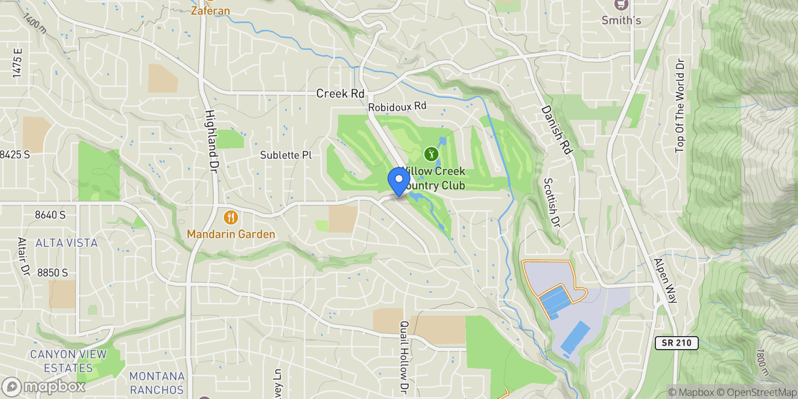 Map showing 8585 S MT MAJESTIC RD E, Sandy, Utah, United States.