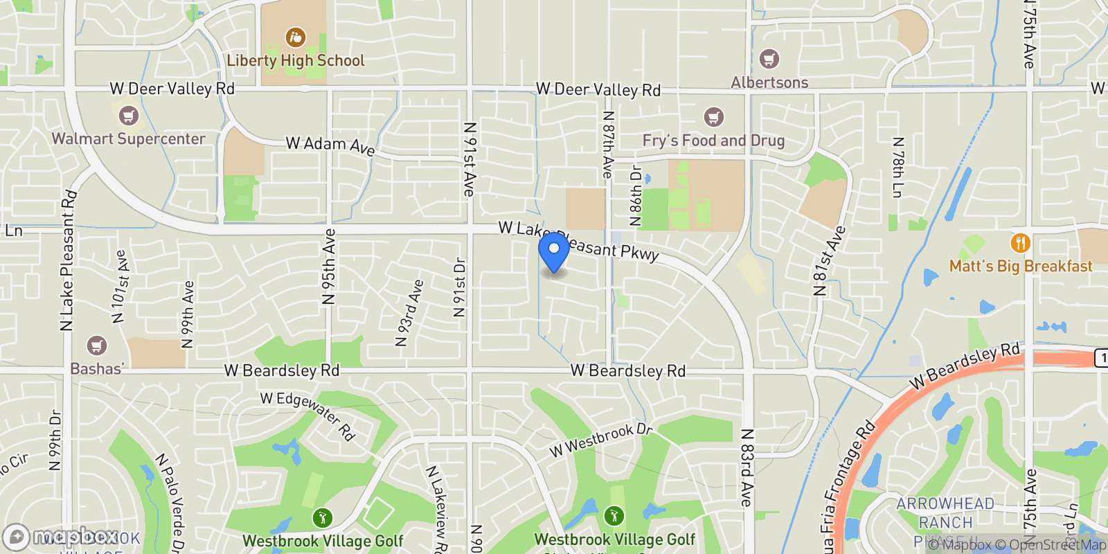 Map showing 8862 W IRMA Lane, Peoria, Arizona, United States.