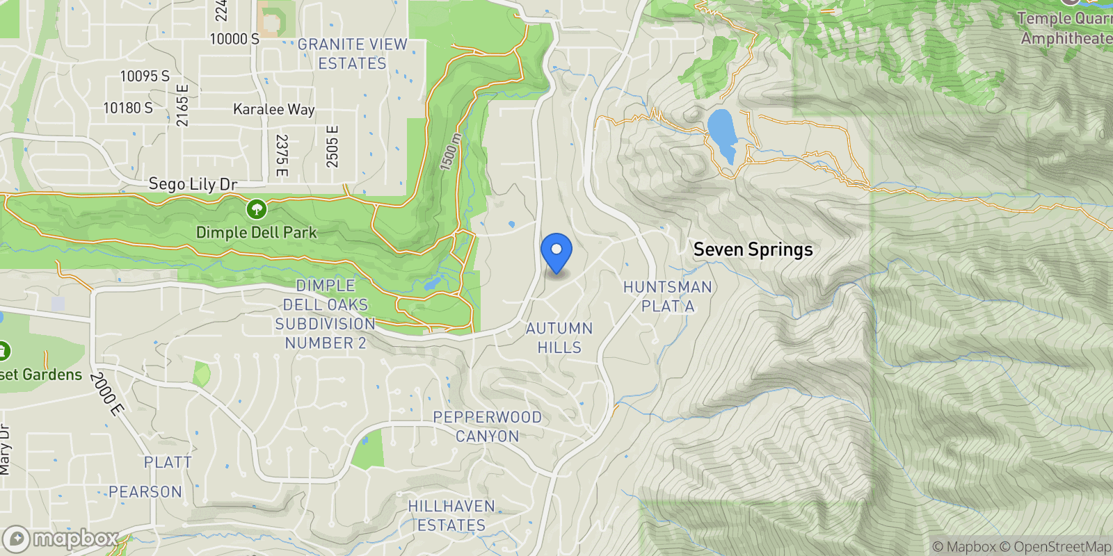 Map showing 10665 S DIMPLE DELL DR E, Sandy, Utah, United States.