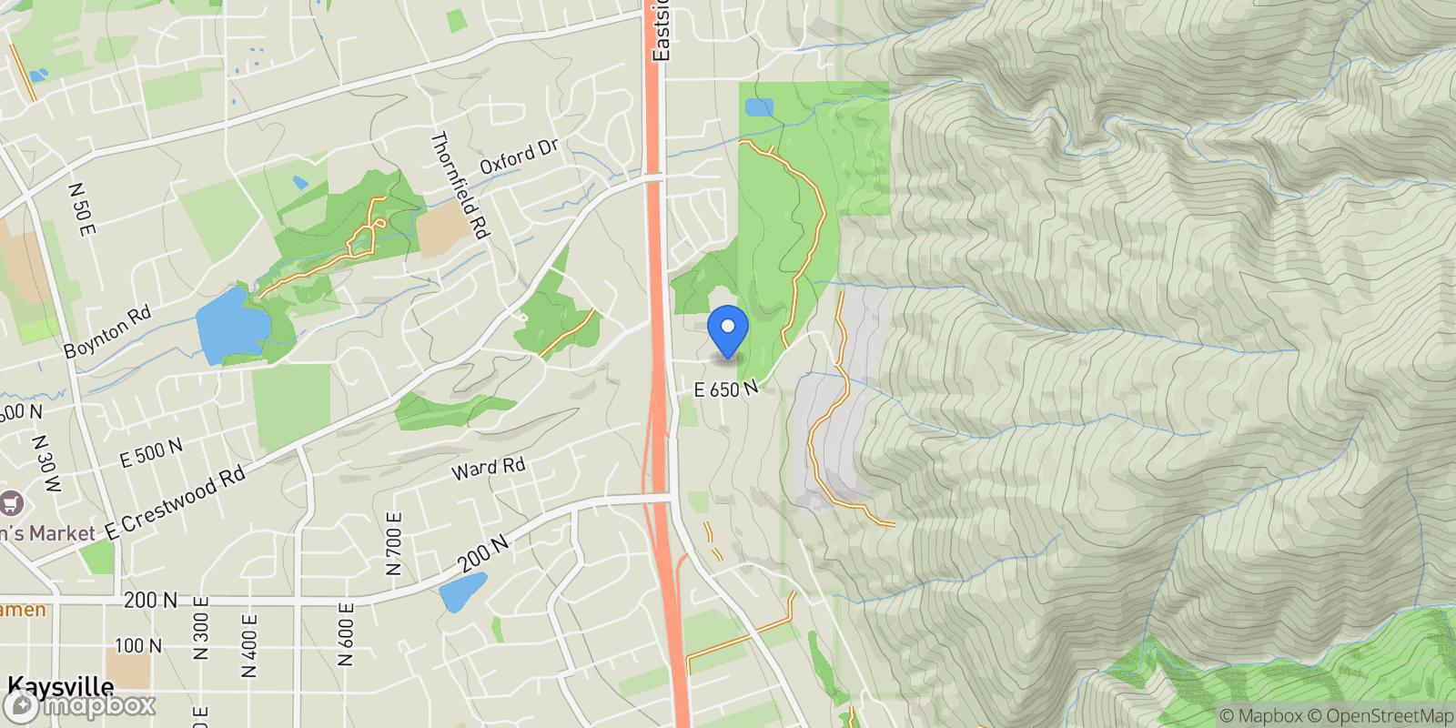 Map showing 1370 E OAKMONT LN, Kaysville, Utah, United States.