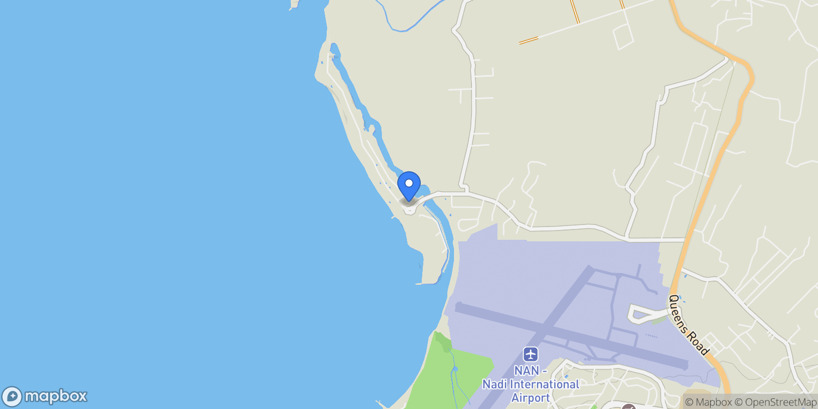 Map showing Naisoso Island, Nadi, Fiji, Nadi, Western Division, Fiji.