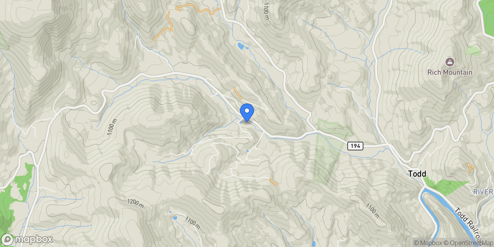 Map showing 205 Timber Lakes Drive, Todd, North Carolina, United States.