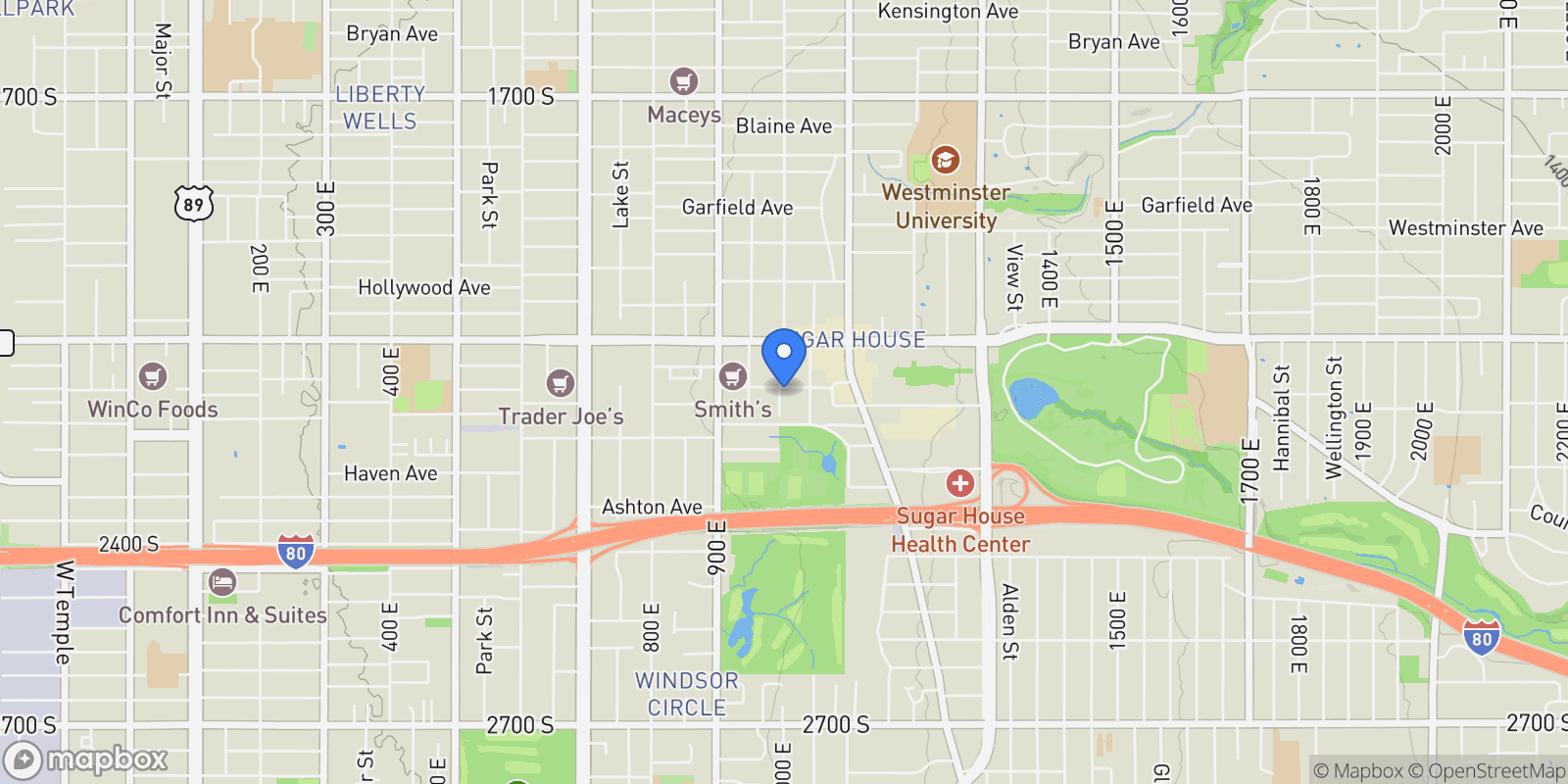 Map showing 1002 E ELM AVE S, Salt Lake City, Utah, United States.