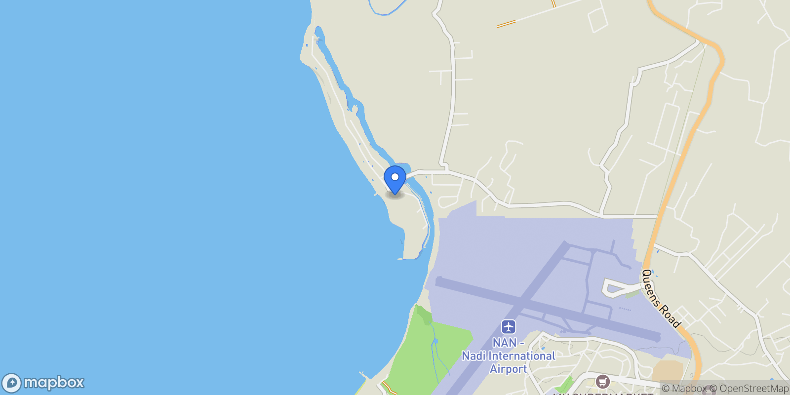 Map showing Queens Rd, Nadi, Fiji, Nadi, Western Division, Fiji.