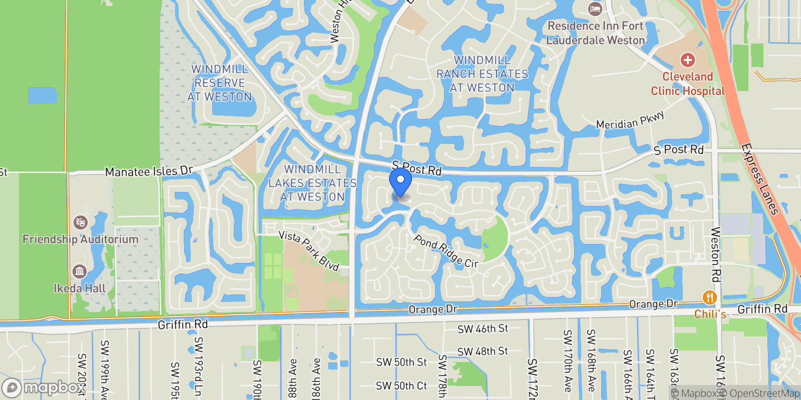 Map showing 3620 Heron Ridge Ln, Weston, FL 33331, Southwest Ranches, Florida, United States.