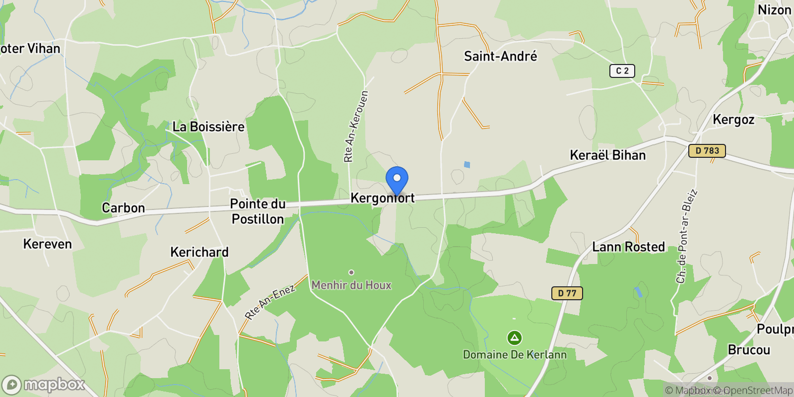 Map showing PONT AVEN, E 29930, Pont-Aven, Brittany, France.