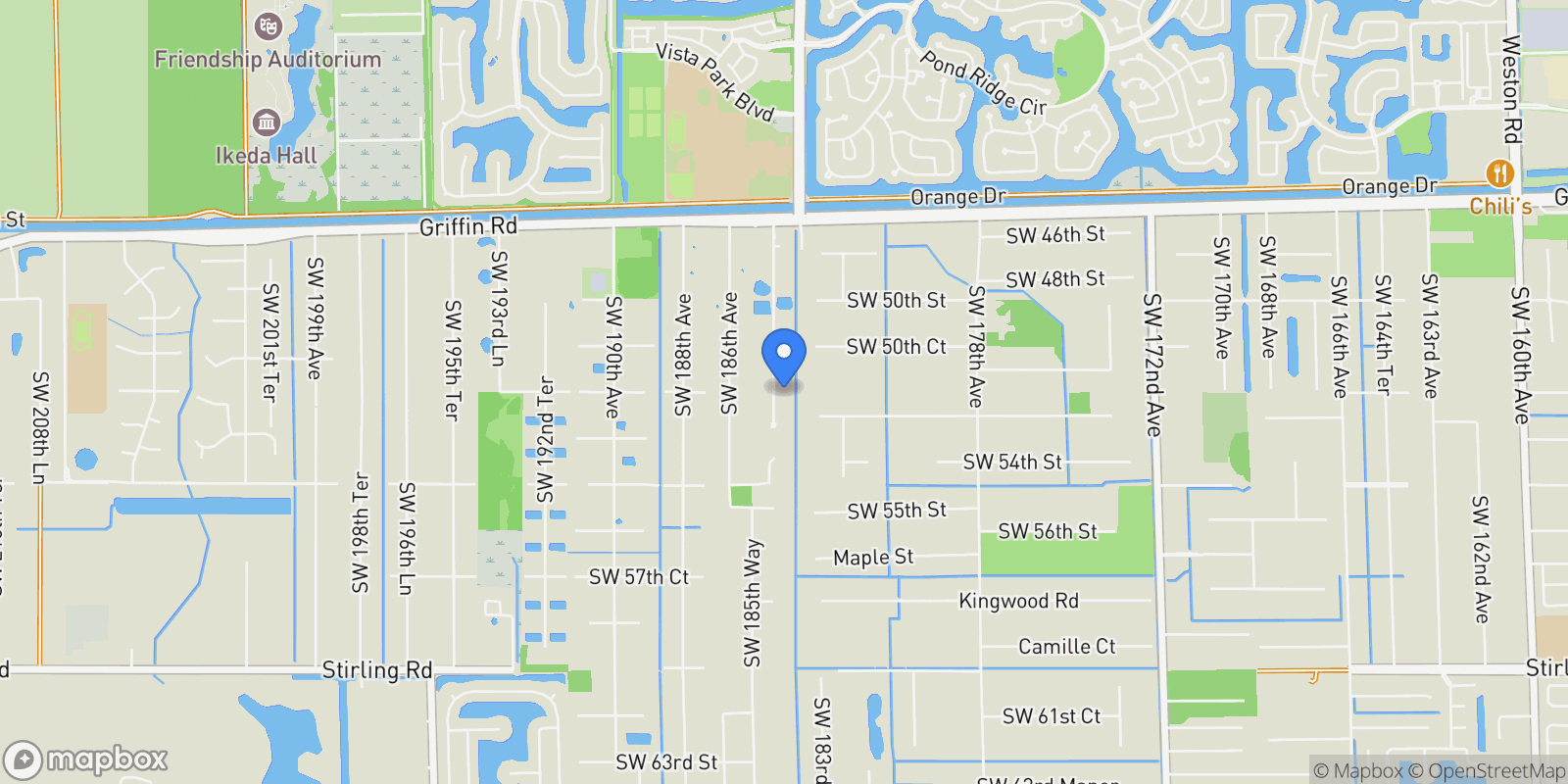 Map showing 4780 Akai Drive, Southwest Ranches, FL 33332, Weston, Florida, United States.