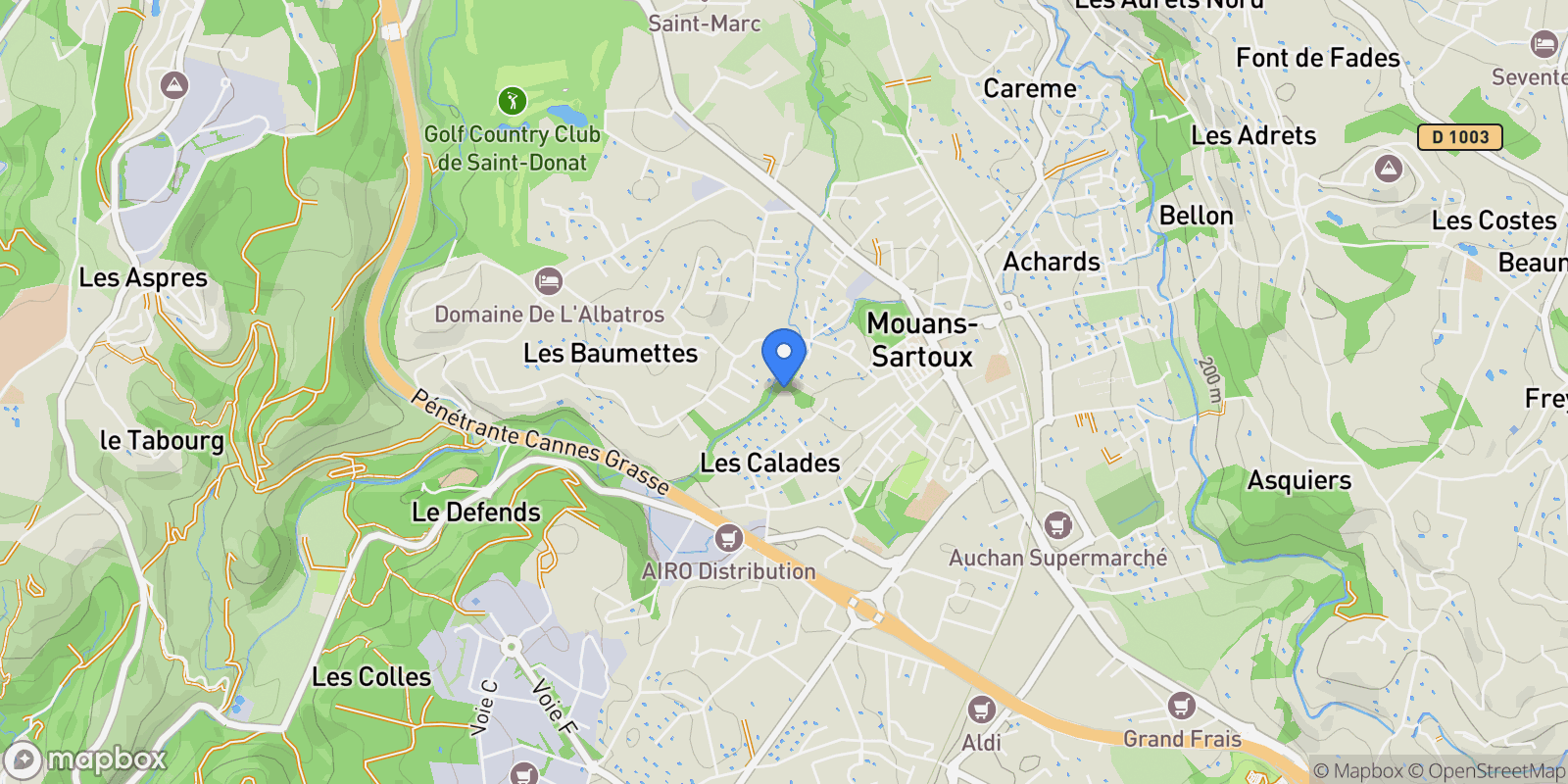 Map showing Mouans-Sartoux, Provence-Alpes-Côte d'Azur, France.