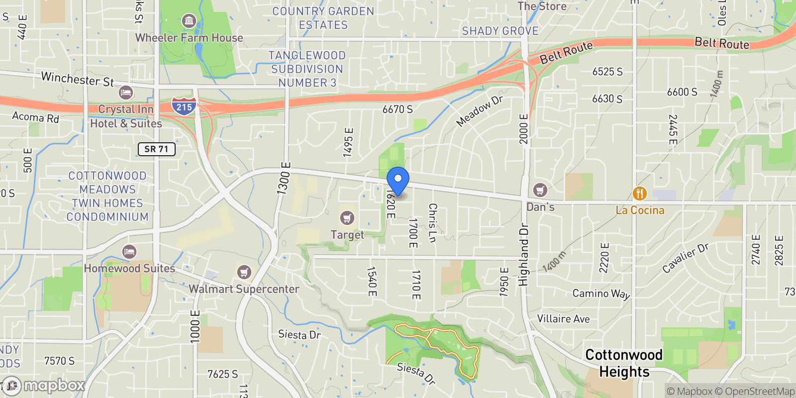 Map showing 1637 E STAKER WAY, Cottonwood Heights, Utah, United States.