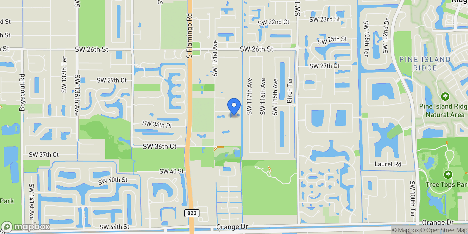 Map showing 3311 SW 118th Ter, Davie, FL 33330, Davie, Florida, United States.